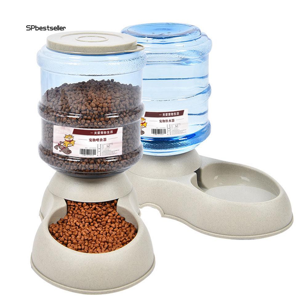 SPBS❤3.75L Pet Cat Dog Automatic Feeder Food Drink Animal Bowl Water Bowl Dispenser