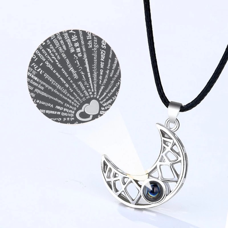 Bộ 2 Vòng cổ Mặt Trăng / Mặt Trời Từ Tính Sáng Tạo Cho Cặp Đôi 100 Ngôn Ngữ