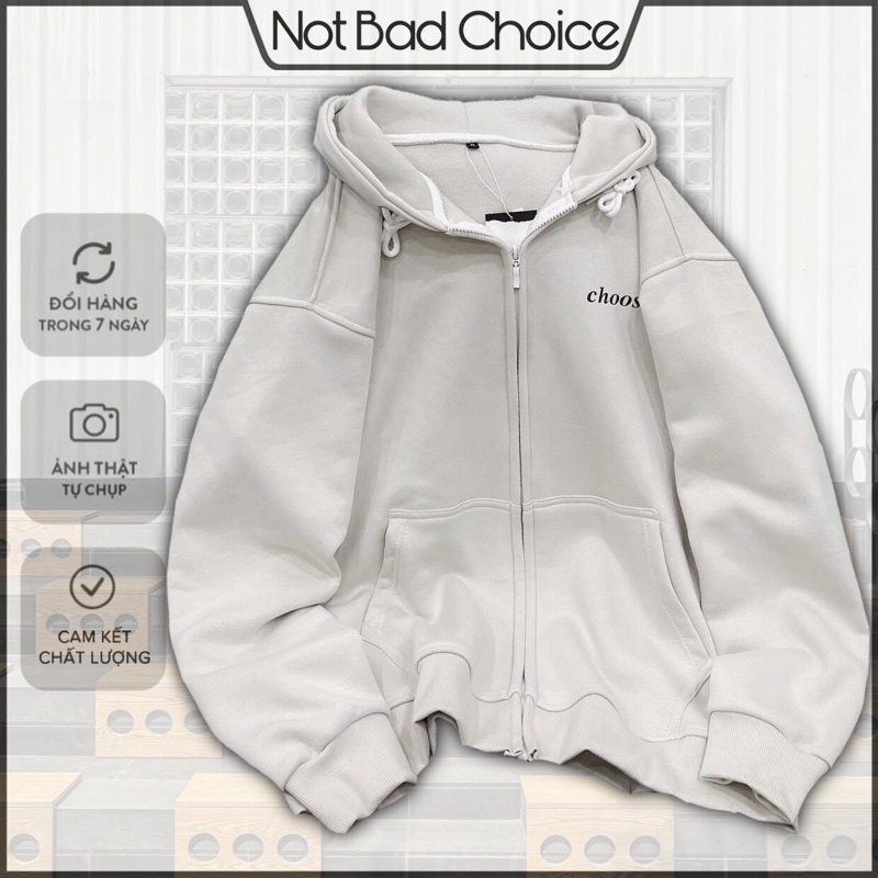 Áo Khoác Nỉ Unisex Form Rộng CHOOSE. Trắng Sữa ulzzang unisex | BigBuy360 - bigbuy360.vn
