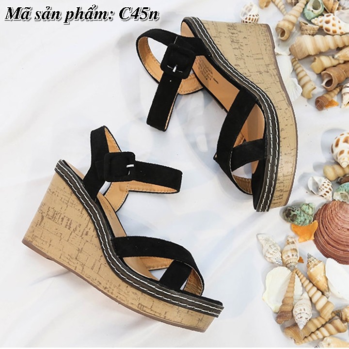 Sandal đế xuồng quai chéo 9cm siêu nhẹ có video