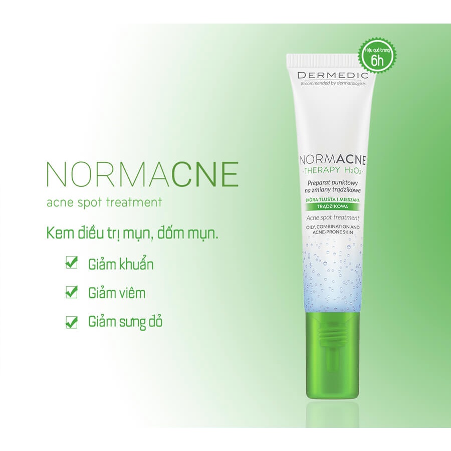 Chấm mụn viêm, sưng, đỏ Dermed normacne therapy H2O2 15g