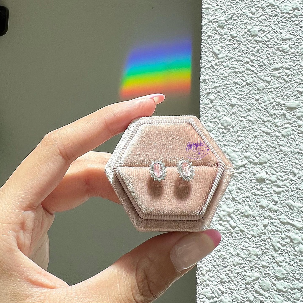 Bông Tai Twinkling Đá Tourmaline Thiên Nhiên Màu Hồng Tài Lộc Sức Khoẻ SP005071 Gypsy.lala
