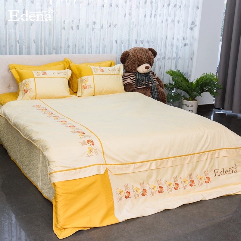 Bộ ga  Cotton Solid Edena mẫu 371 - Chính Hãng , Cao Cấp in Maybeding