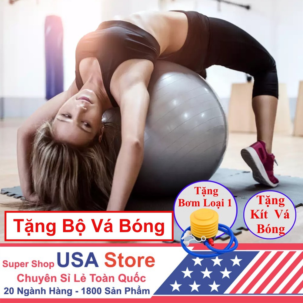 (Mua 1 Được 3) Bóng Tập YOGA 75Cm - 25/55/65Cm - Banh Tập GYM Dày 2mm Chống Nổ, Trị Liệu Trơn, Gai [Quà 30K Bơm + Bộ Vá]