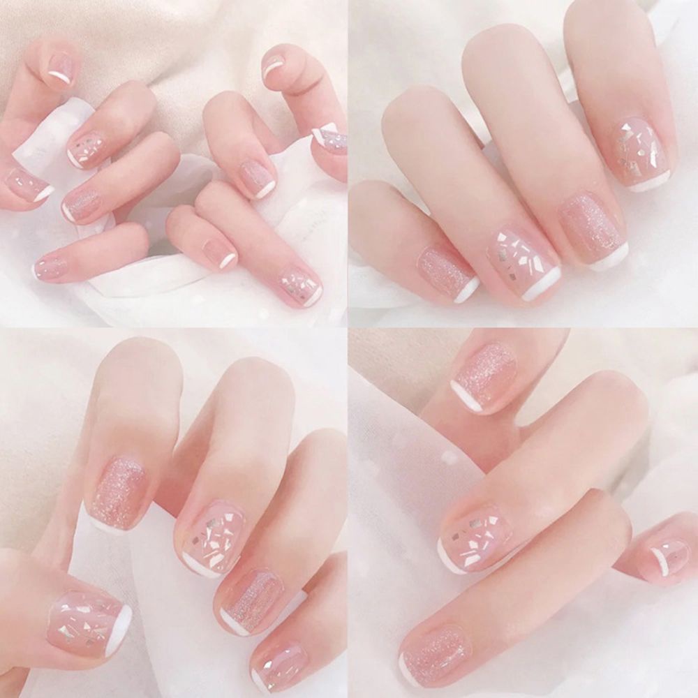 [Hàng mới về] Hộp 24 móng tay giả đầu tròn có thể tháo rời tiện dụng