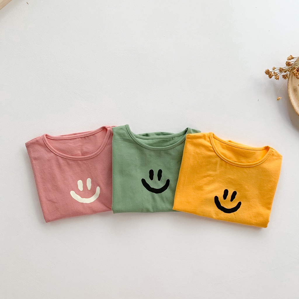 Áo liền quần in họa tiết mặt cười thời trang mùa hè đáng yêu dành cho trẻ sơ sinh