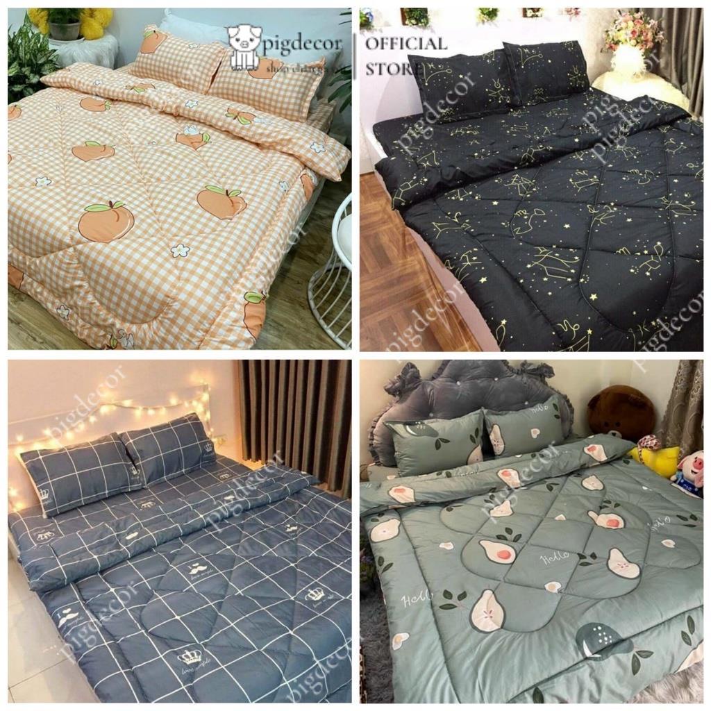 Bộ chăn phao ga gối cotton poly 1m6,1m8,drap giường đẹp