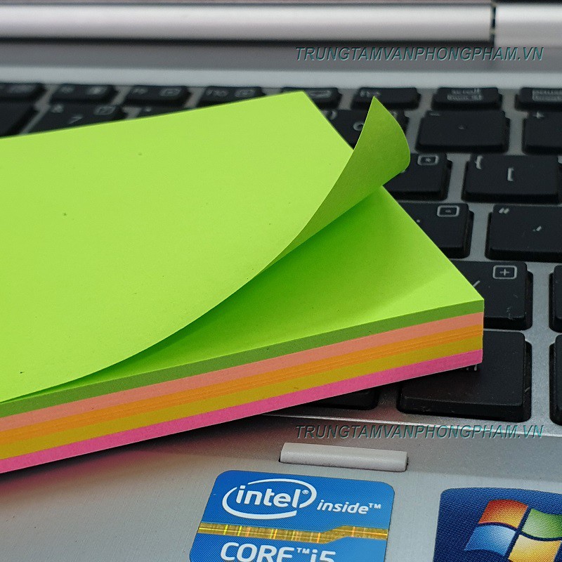Giấy note 5 màu 3x3 - Note vuông ghi chú 5 màu dạ quang