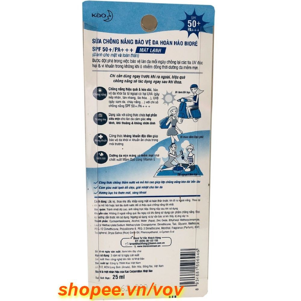 Sữa Chống Nắng Mát Lạnh 25ml Biore Cool SPF50+/PA+++ Bảo Vệ Da Hoàn Hảo, Vov Cung Cấp & Bảo Trợ. | BigBuy360 - bigbuy360.vn