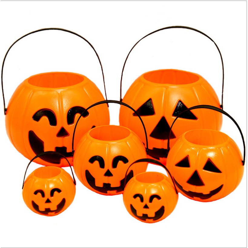 Giỏ bí ngô xin kẹo halloween không đèn nhạc - Đèn lồng bí ngô