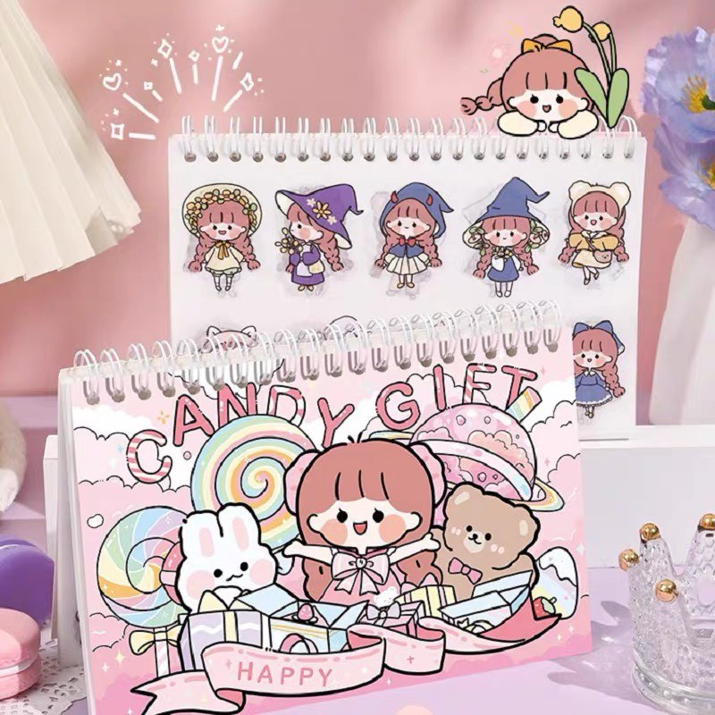 Sổ Sticker Cute Candy Gift  50 Tấm Mini Trang Trí Sổ Tay Nhật Ký Dụng Cụ Dán Bullet Journal ST42
