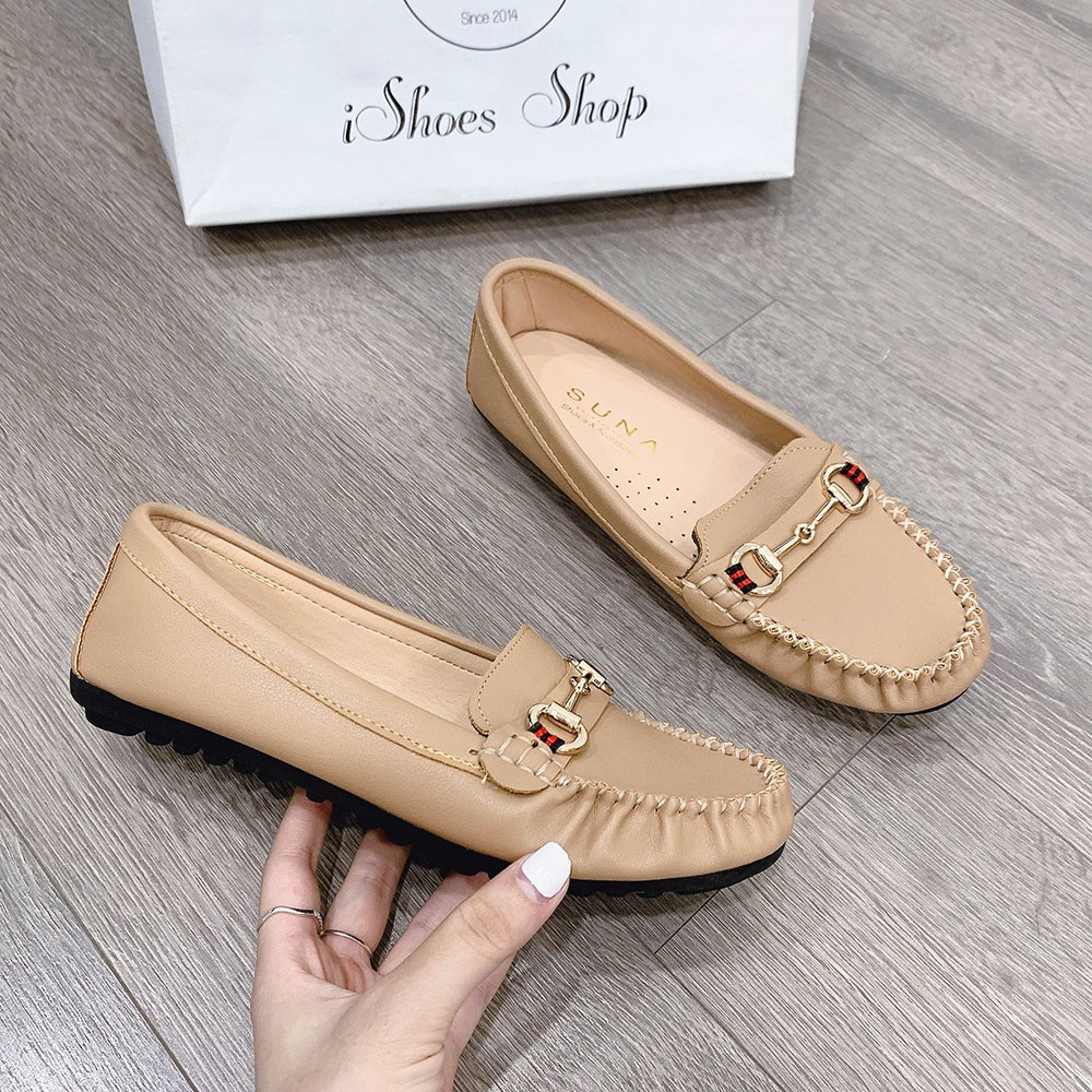 Giày mọi moccasin nữ da lì trẻ trung , năng động SUNA B326 | BigBuy360 - bigbuy360.vn