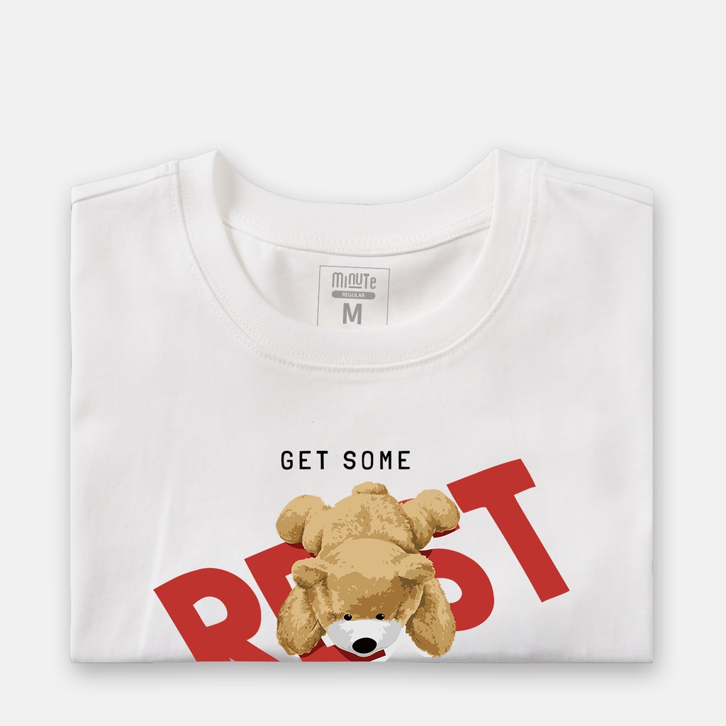 Áo thun nam tay ngắn 100% Cotton co giãn 4 chiều màu trắng MINUTE BEAR REST