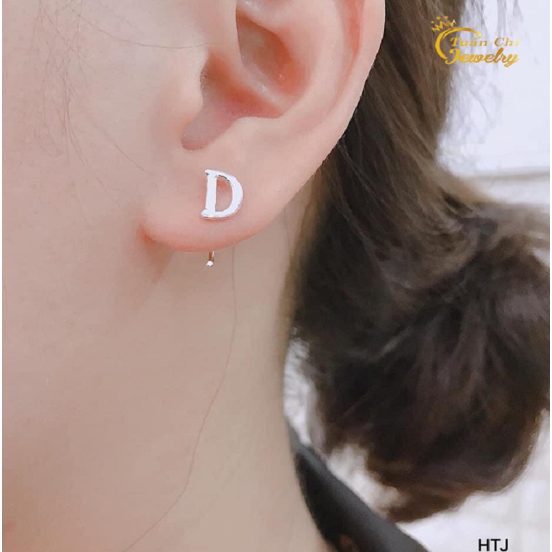 Bông Tai Bạc HÀNG CHUẨN Khuyên Tai Bạc Nữ Cao Cấp Họa Tiết Chữ Cái Ý Nghĩa, Đủ Chữ Theo Tên