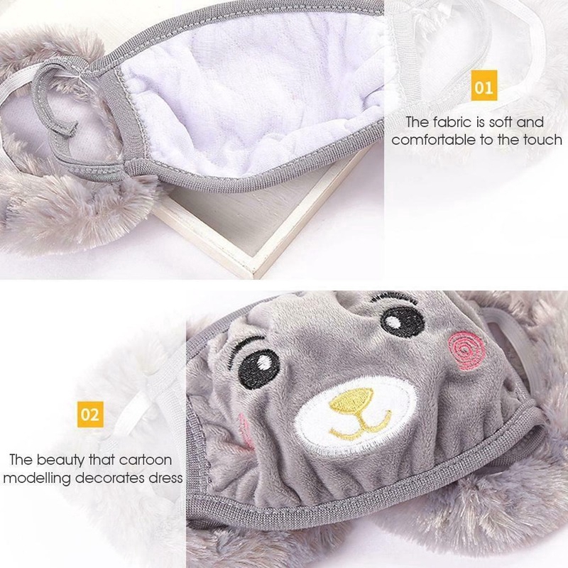 Khẩu trang có bịt tai giữ ấm hình gấu hoạt hình dễ thương cho bé