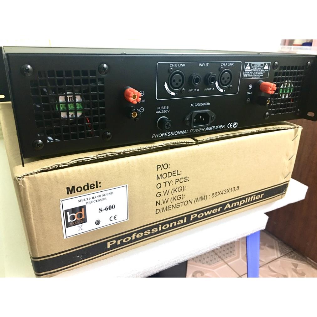 Cục Đẩy Công Suất BD S600 2 Kênh - 16 Sò - Mạch Class H - Nguồn Xuyến - Chuyên Karaoke Gia Đình Chất Lượng