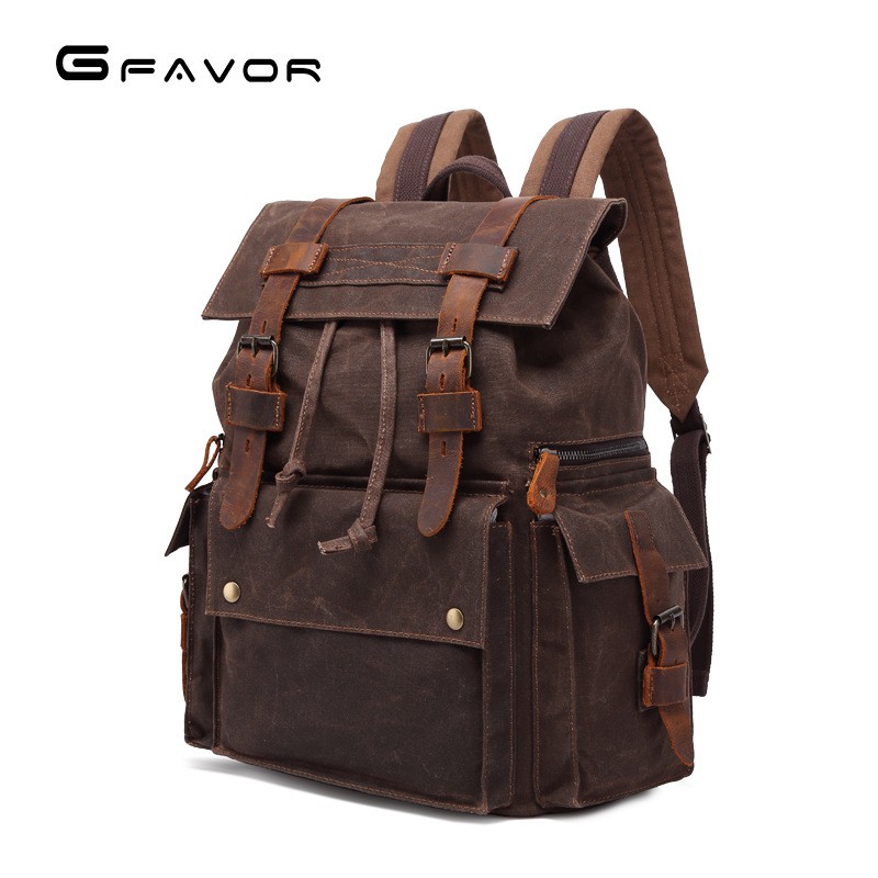 G-Favor Balo vải canvas phối da bò cao cấp - Mẫu 5358