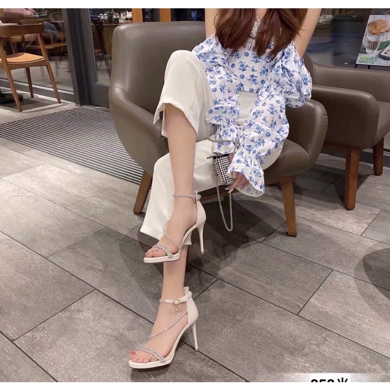 Giày sandal cao gót đính đá 7 phân, 9 phân
