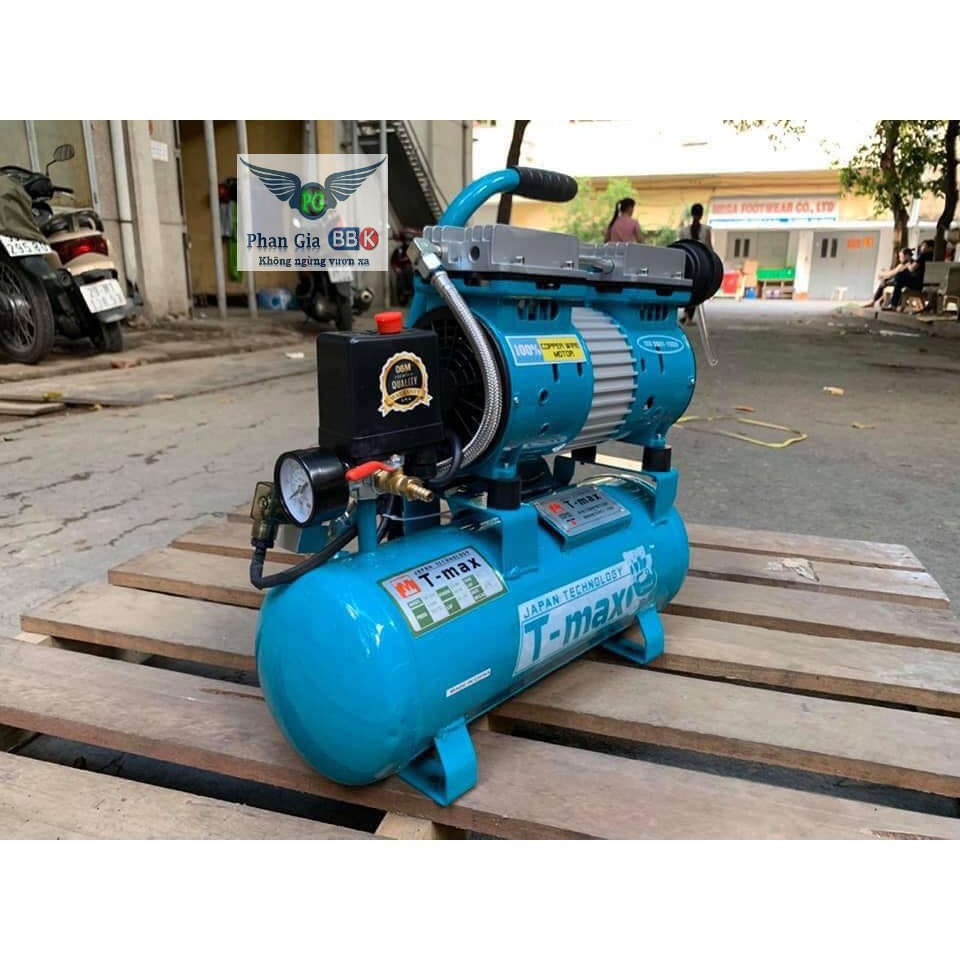 Máy nén khí T-max 12L, máy nén khí không dầu, máy phun sơn 100% dây đồng
