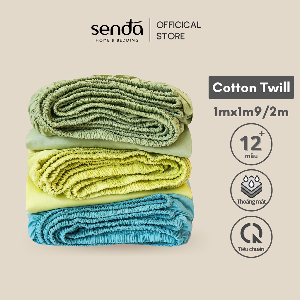 Ga giường 1m Cotton Twill Hàn Quốc Sen Đá Home Bedding cao cấp trơn màu, drap bo chun trải nệm, ra đệm 1mx2m 1mx1m9