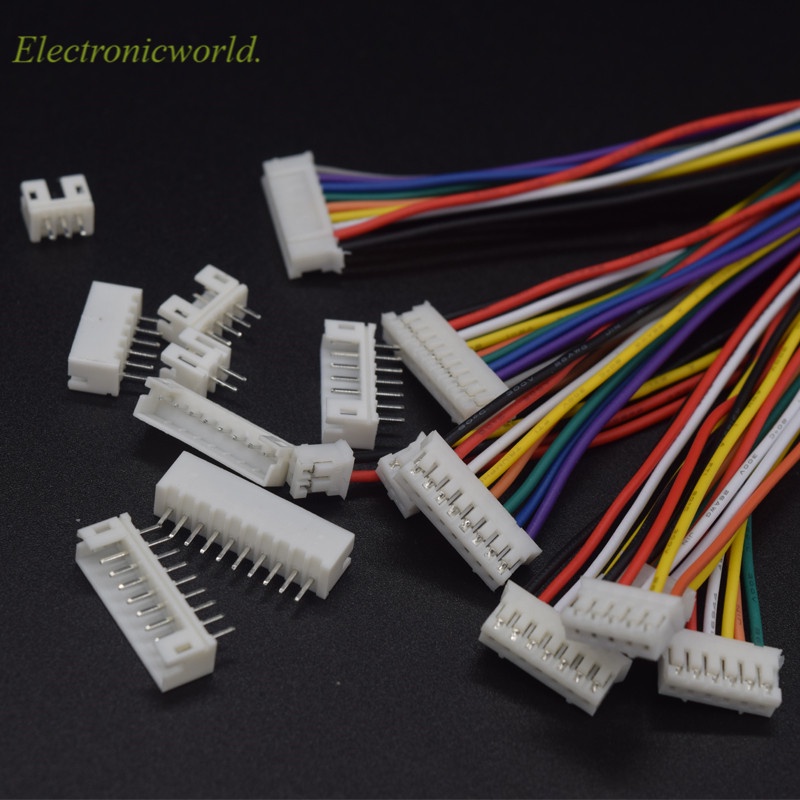 Bộ 10 đầu nối và ổ cắm micro JST 2.0 PH 2/3/4/5/6/7/8/9/10 chân với dây đầu cuối 200mm 26AWG