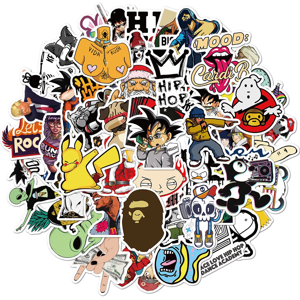 200/ 100/ 50 Miếng dán trang trí xe hơi/ đàn ghi ta/ xe đạp/ vali bằng vinyl chống thấm nước độc đáo