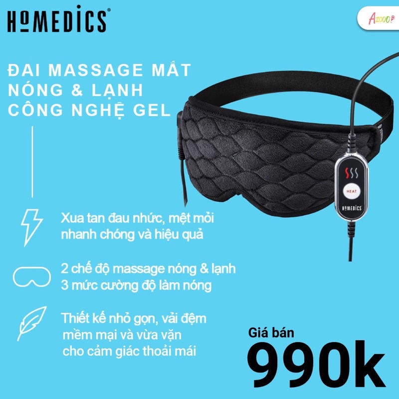 Đai massage mắt nóng lạnh công nghệ Gel HOMEDICS [Bảo hành 2 năm]