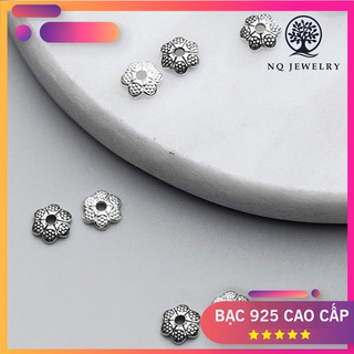 Charm bạc chụp hạt hoạ tiết hoa văn