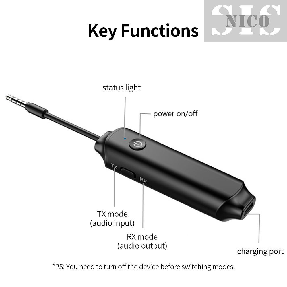 Bộ Chuyển Đổi Âm Thanh Không Dây Bt 5.0 2 Trong 1 Đen | BigBuy360 - bigbuy360.vn