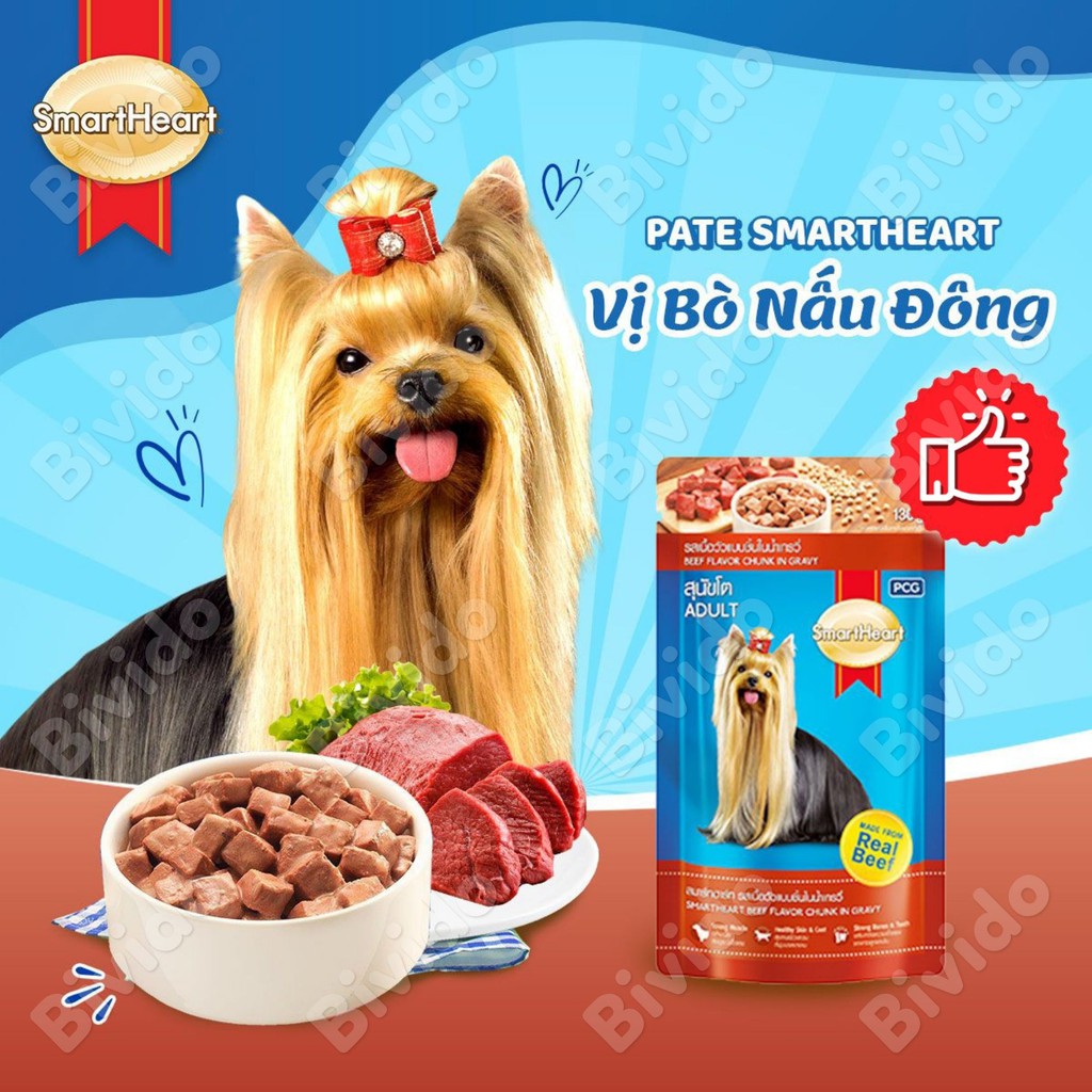 Pate cho chó Smartheart dinh dưỡng dễ ăn đủ vị túi 130g - Bivido