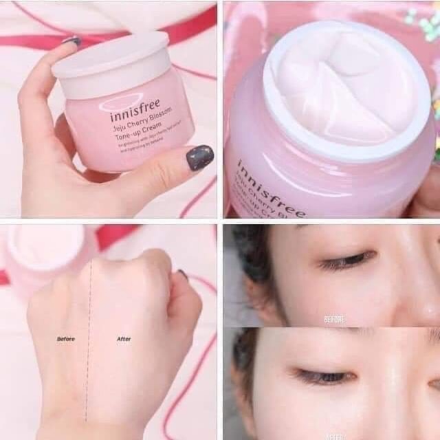 KEM DƯỠNG TRẮNG DA VÀ NÂNG TONE MÀU DA INNISFREE JEJU CHERY BLOSSOM TONE UP CREAM