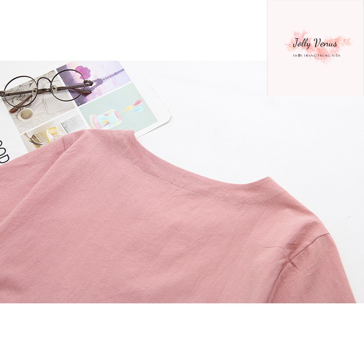 Áo phông chất đũi siêu xinh thêu hoa SP6