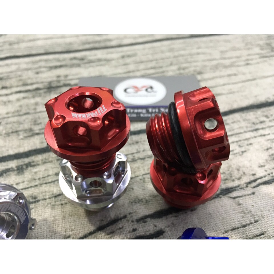 ốc nắp nhớt nhôm kiểu vương miện màu - thailand