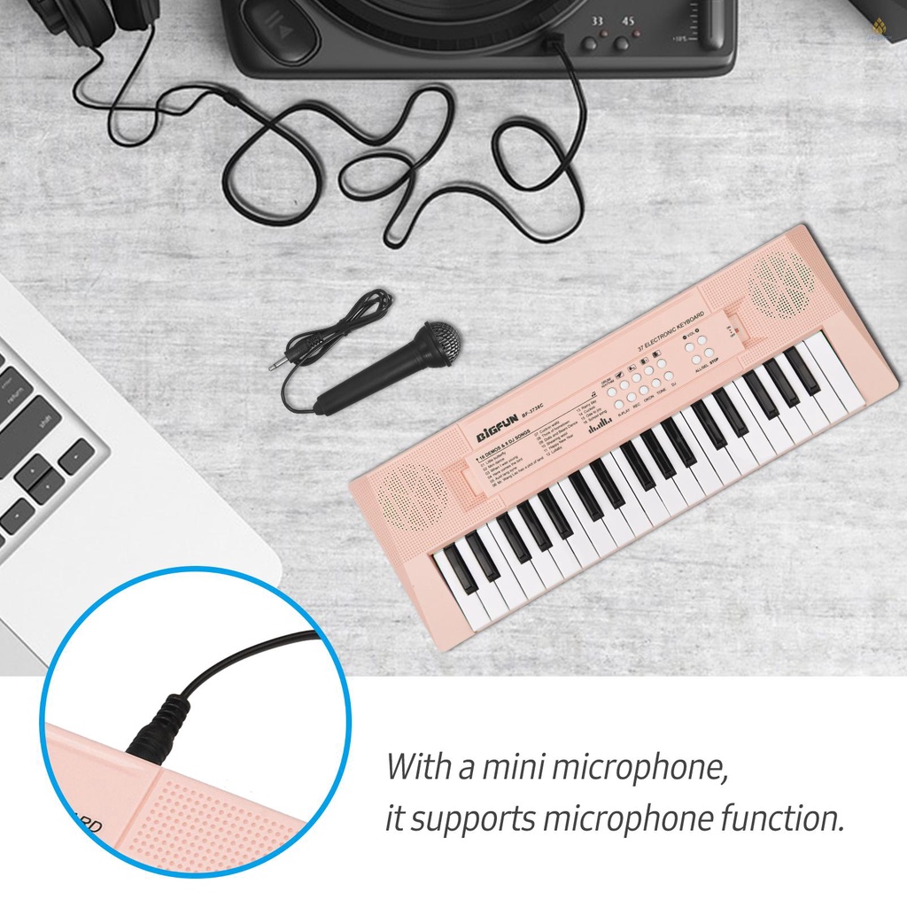 Đàn Piano Điện Tử 37 Phím Mini Màu Hồng Dành Cho Trẻ Em