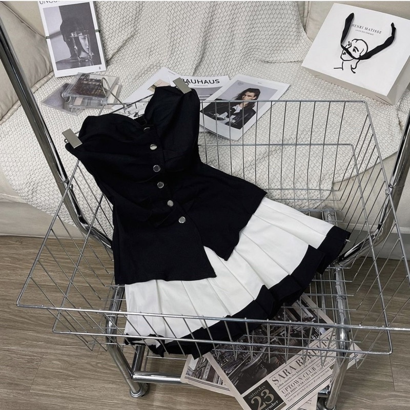 Set Áo Sơ Mi Mix Chân Váy