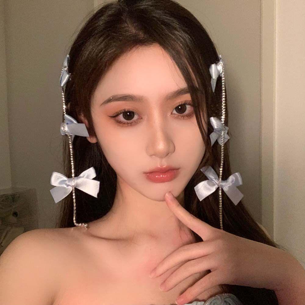 Nơ Làm Đẹp Cho Nữ|Kẹp Tóc Chuỗi Xích Lấp Lánh Thời Trang|Kẹp Tóc Nơ Bướm