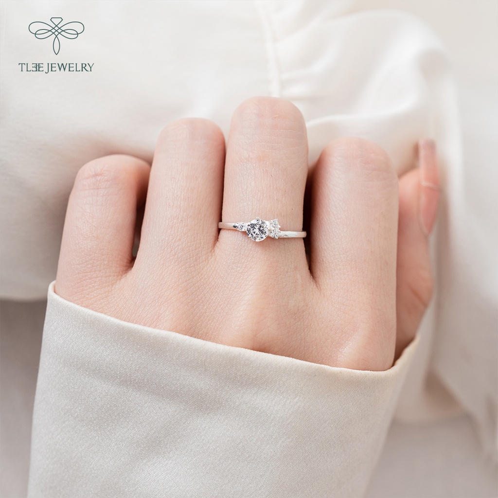 Nhẫn bạc nữ TLEE đính đá chùm 3 viên cách điệu nữ tính NCJ A0209