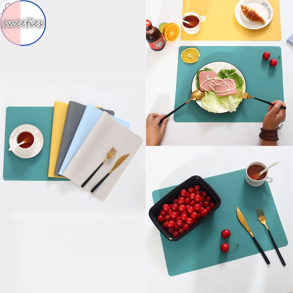 [sweet] Nordic style thermal insulation placemat Morandi color silicone waterproof non-slip placemat 1 pcs