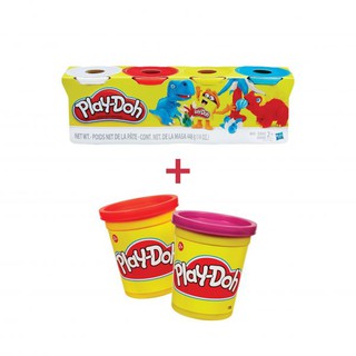 Combo Hũ bột nặn 4 màu tặng kèm 2 hũ bột nặn Playdoh B5517A