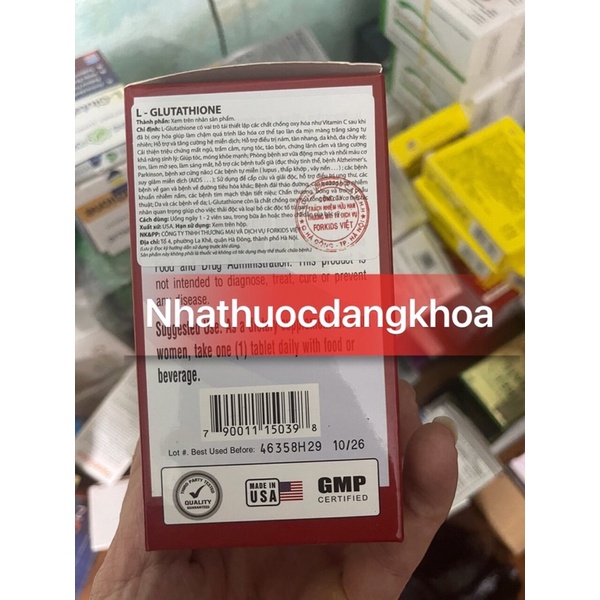 GLUTATHIONE 1800mg HỖ TRỢ LÀM ĐẸP DA