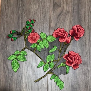 Vải ren thêu hoa hồng