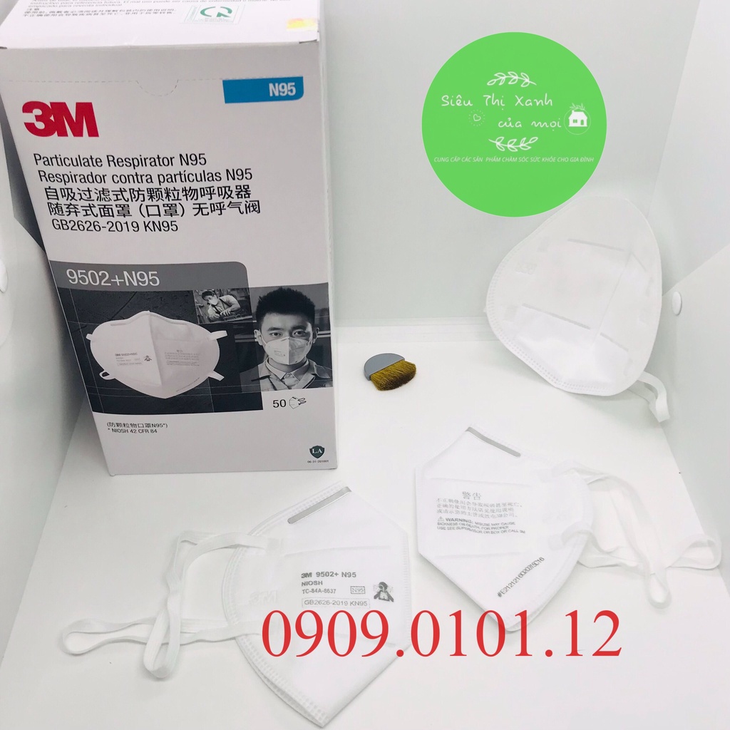 Khẩu trang 3m 9502+ chính hãng set 10 cái đạt chuẩn FFP2 NIOSH Mỹ, khẩu trang kn95 cao cấp dây đeo qua đầu