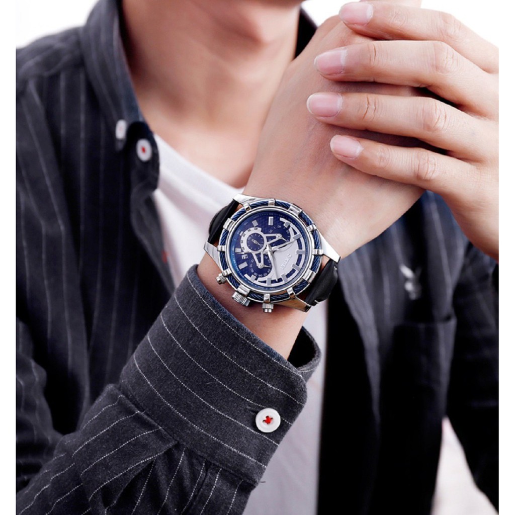 ĐỒNG HỒ NAM SKMEI 9189 CHÍNH HÃNG DÂY DA CAO CẤP CHẠY 6 KIM TẶNG VÒNG TAY TỲ HƯU VÀ PIN ĐỒNG HỒ