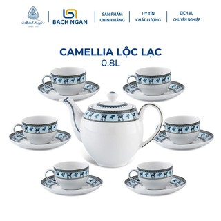 Bộ Ấm Trà Minh Long 0.8 L Camellia Lộc Lạc hàng đẹp, cao cấp, sang trọng đãi khách, quà tặng