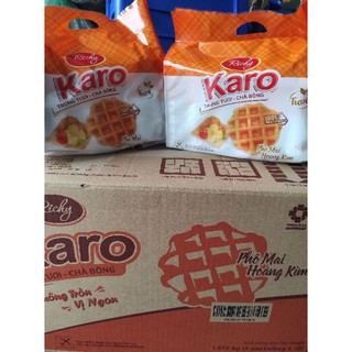Thùng 12 bịch Bánh trứng tươi chà bông Karo Richy vị phô mai hoàng kim (12 bịch x 6 gói)