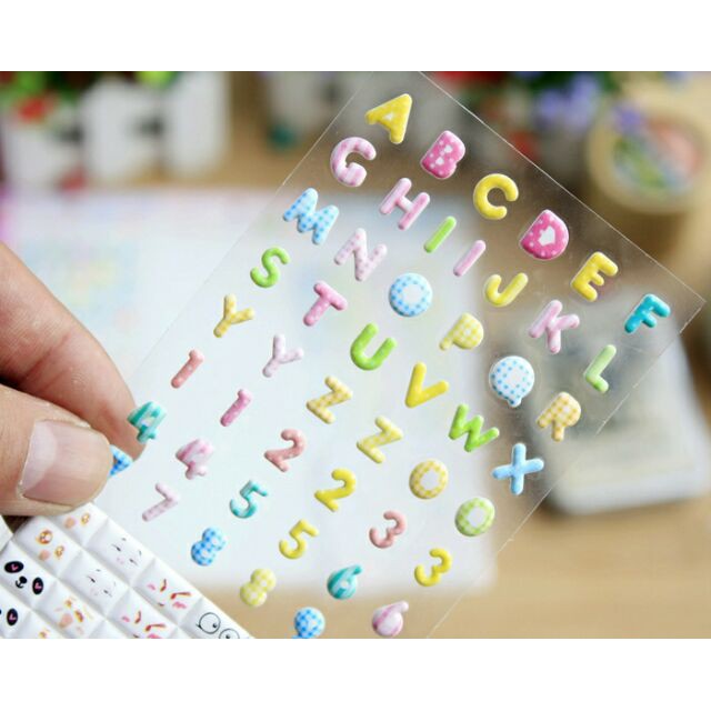 Sticker nổi cảm xúc kèm chữ, số -