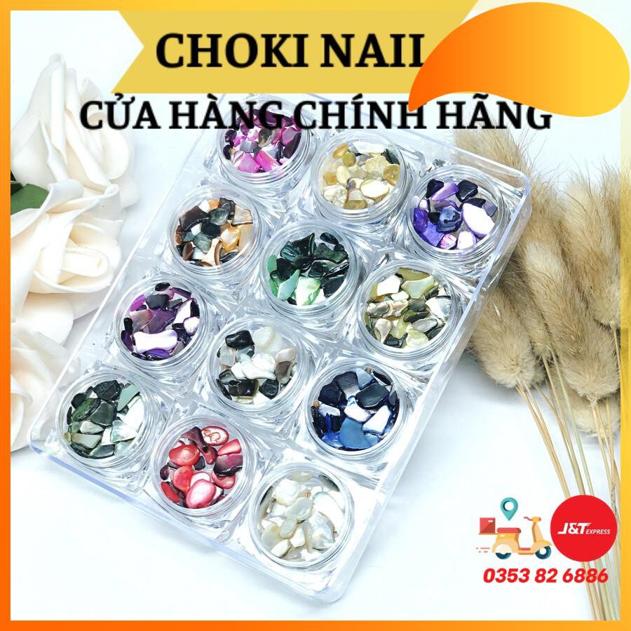 [Hàng cao cấp] Sét xà cừ sỏi 12 màu trang trí móng nail tự nhiên