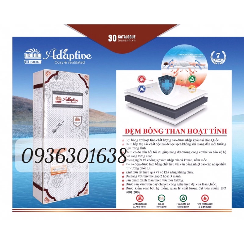 Đệm bông ép Tuấn Anh Adaptive 3 mảnh than hoạt tính kháng khuẩn loại bỏ chất độc - Đệm chất Lượng