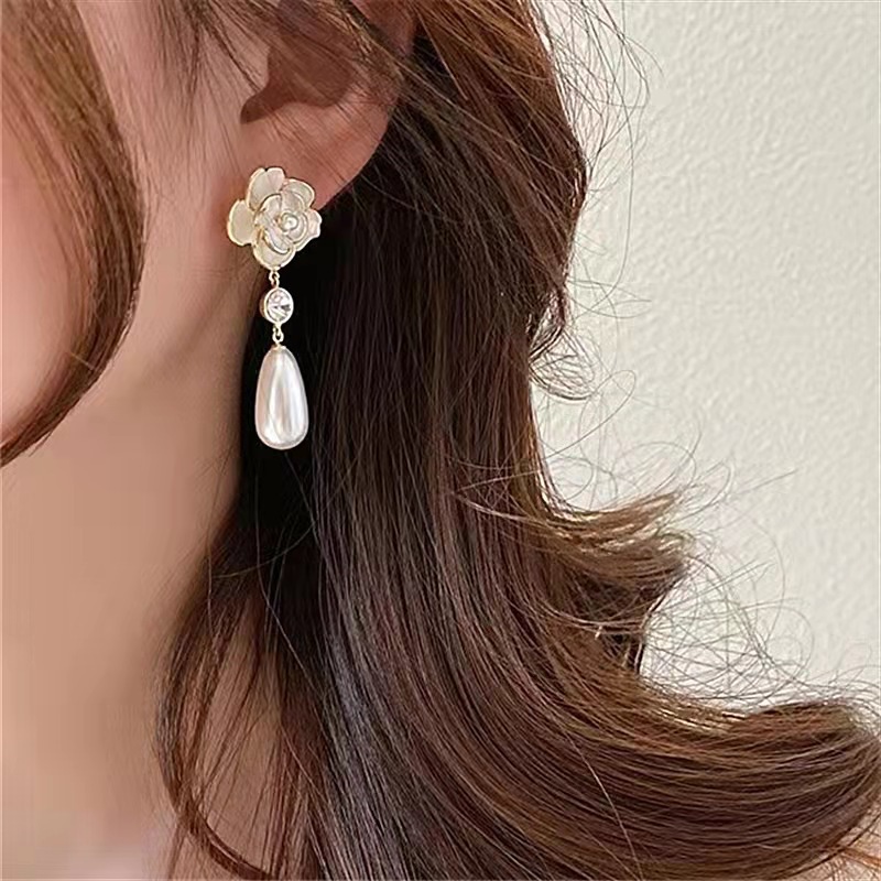 Bông Tai Bạc S925 Đính Ngọc Trai Đơn Giản Phong Cách Retro Hàn Quốc Dành Cho Nữ