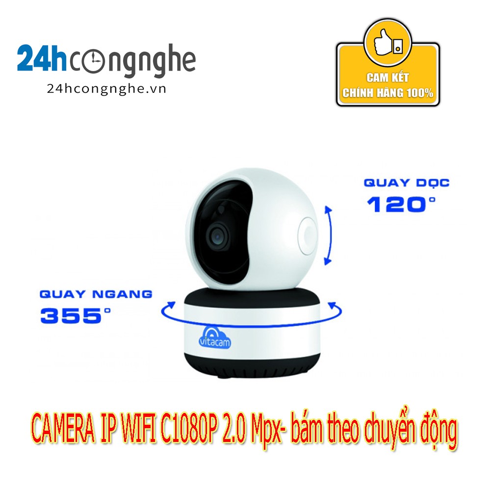 Camera giám sát ♥️FREESHIP♥️ Model IP WiFi Vitacam C1080p 2.0Mpx- Bám theo chuyển động- chính hãng